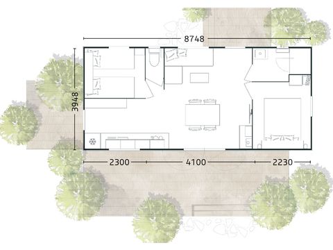 Mobilhome 4 personnes - Privilège 2Ch / 4P-Bis -TV + Clim
