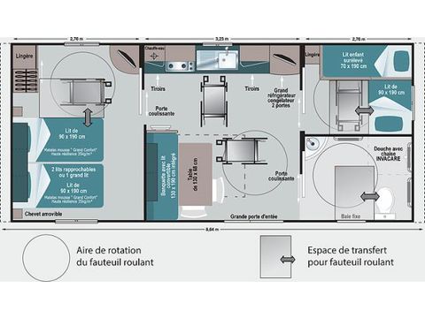 MOBILHOME 5 personnes - PMR  5 personnes - 2 chambres