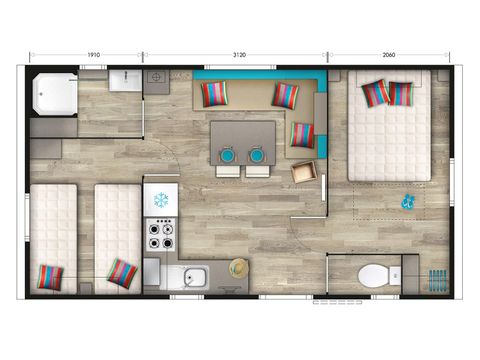 MOBILHOME 6 personnes - Mobil-home Confort 31m² 2 chambres + TV 4/6 pers