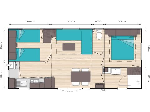 MOBILHOME 4 personnes - Mobil-home Standard 23m² 2 chambres 4 pers