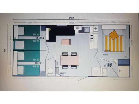 Mobilhome 6 personnes - Mobil-home Confort 34m² 3 chambres + TV 6 pers + CLIM