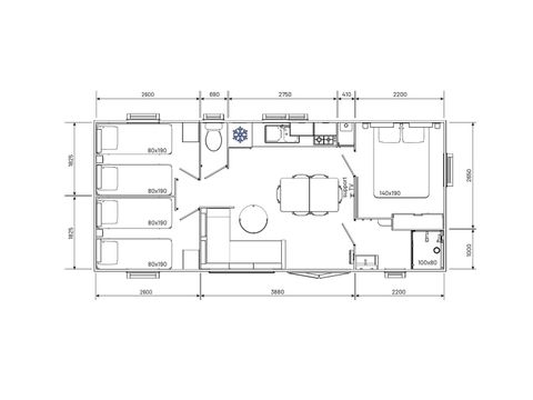 MOBILHOME 8 personnes - Homeflower Premium 3 chambres 35m2 + TV + CLIM 6/8 pers