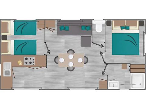 Mobilhome 6 personnes - 3/6 pers climatisé