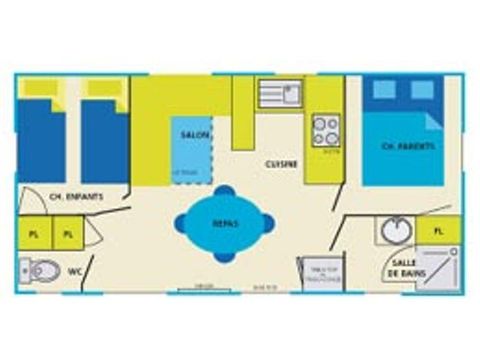 MOBILHOME 5 personnes - Cottage Confort 5 pers 2 ch