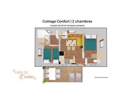 Mobilhome 4 personnes - Cottage Confort 2 chambres