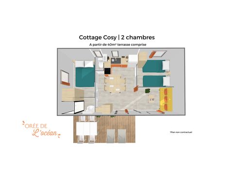 Mobilhome 4 personnes - Cottage Cosy 2 chambres