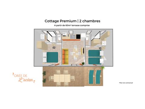 Mobilhome 4 personnes - Cottage Premium 2 chambres 2 salles de bain
