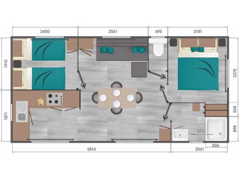 MOBILHOME 6 personnes - Caraïbes 2 chambres