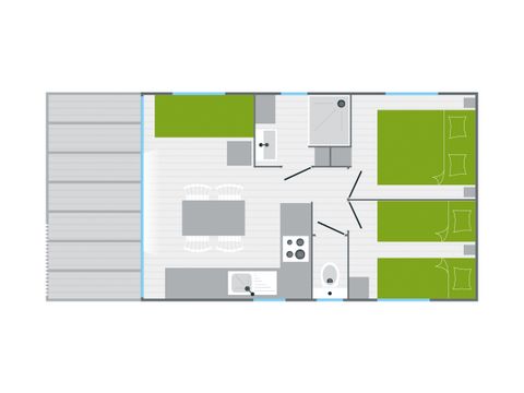 MOBILHOME 4 personnes - ATLANTIQUE CONFORT 2 chambres 26m²