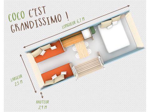 Hébergement 4 personnes - COCO SWEET 16M² - 2 chambres - SANS salle de bain