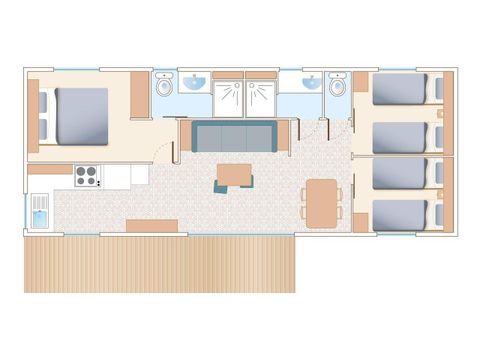 MOBILHOME 8 personnes - LOCATION MOBILHOME 40M² (3 chambres - 2 SDB) PREMIUM TV CLIMATISATION LAVE VAISSELLE 6/8 pers