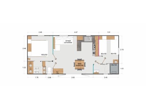 MOBILHOME 4 personnes - Premium 36m² (2 chambres) - terrasse semi couverte