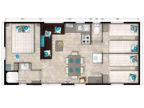 MOBILHOME 6 personnes - | Premium Exclusive | 3 Ch. | 6 Pers. | Terrasse surélevée | Clim. | TV