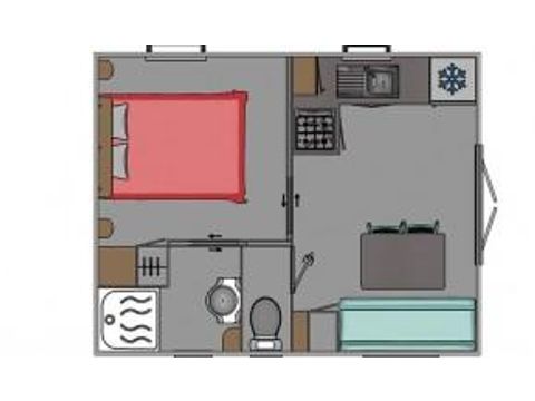 MOBILHOME 2 personnes - Cottage Confort 20m² - 1 chambre + télévision