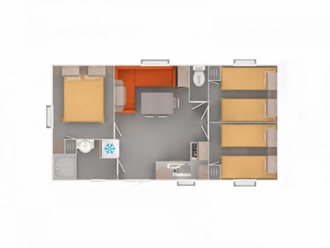 MOBILHOME 6 personnes - Cottage Premium 3 chambres + TV + Terrasse