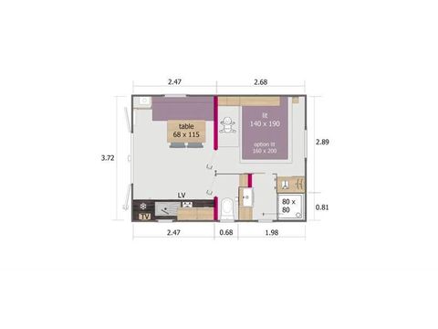 MOBILHOME 2 personnes - DUO (Lodge) -1 chambre 