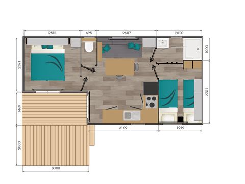 MOBILHOME 4 personnes - COSY (Pacifique)- 2chambres 