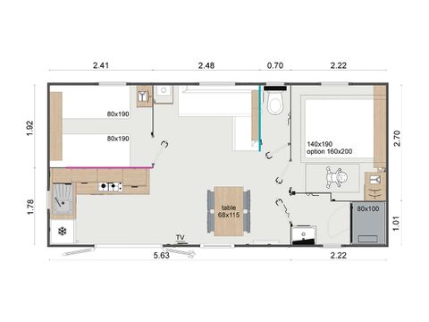 MOBILHOME 4 personnes - CONFORT (Lodge)- 2 chambres