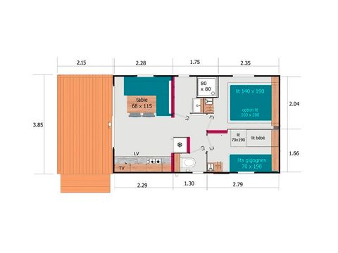 MOBILHOME 4 personnes - Equilibre 2chambres 4 personnes