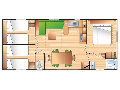 MOBILHOME 8 personnes - CLASSIC35-3  >10ans - maxi 6 adultes - TV, 3 chambres, environ 35m²