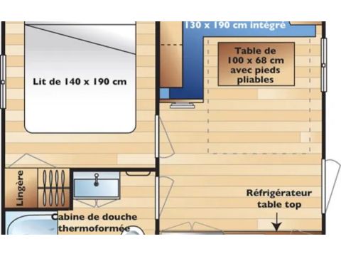 MOBILHOME 2 personnes - Standard 17m² (1 chambre) + terrasse intégrée couverte 9m² + TV 2/3 pers MOBILHOME 2 personnes - Standard 17m² (1 chambre) + terrasse intégrée couverte 9m² + TV 2/3 pers