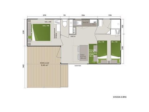 MOBILHOME 5 personnes - PREMIUM LOGGIA