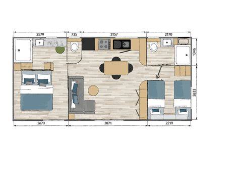 MOBILHOME 4 personnes -  LUXE VUE PANORAMIQUE 
