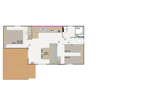 MOBILHOME 5 personnes - Cottage Bambou Family Baby