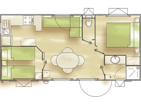 MOBILHOME 4 personnes - 30m² Standard  (2 chambres) - Terrasse