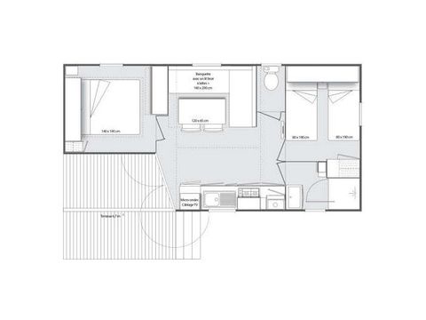 MOBILHOME 4 personnes - 24m² Confort (2 chambres) avec Terrasse semi couverte 7,5m²