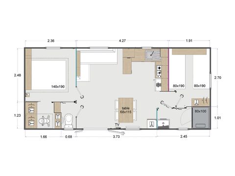 MOBILHOME 4 personnes - FLORES MH2 32 m²