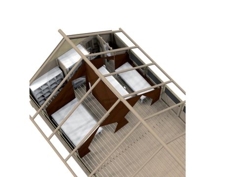 TENTE TOILE ET BOIS 5 personnes - Crusoé avec Sanitaires. Arrivée 16h Départ 10h. Max