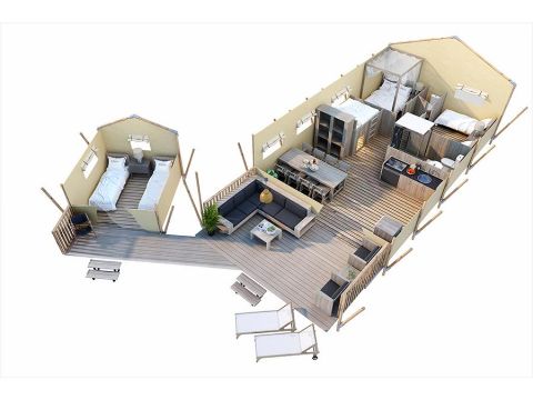 Tente en toile et en bois 7 personnes - Sun Lodge Taiga et Kambi