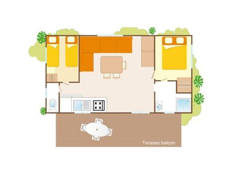 Mobilhome 6 personnes - Mobil-home | Comfort XL | 2 Ch. | 4/6 Pers. | Terrasse surélevée