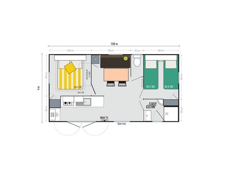 MOBILHOME 6 personnes - Rivièra 2 chambres petite vue mer