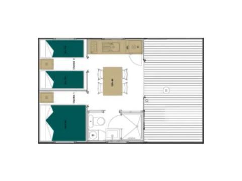 Tente en toile et en bois 5 personnes - Tente Safari | Tente Safari | 2 Ch. | 4/5 Pers. | Terrasse simple