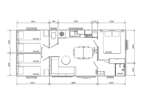 MOBILHOME 6 personnes - Premium 35m² 3ch 6 pers