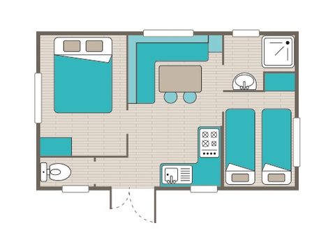 Mobilhome 4 personnes - Mobil-home | Comfort XL | 2 Ch. | 4 Pers. | Terrasse surélevée | Clim.
