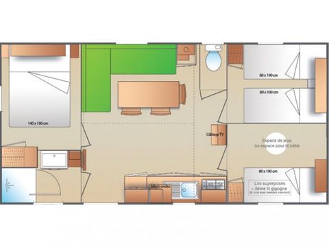 MOBILHOME 7 personnes - GRANDO 6/7 places