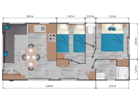 MOBILHOME 4 personnes - Confort Plus 2 CH 4 pers