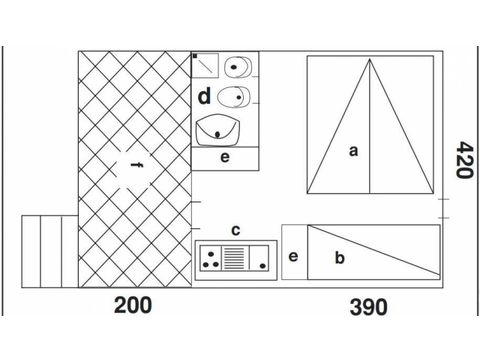 BUNGALOW 4 personnes - En dur - une pièce